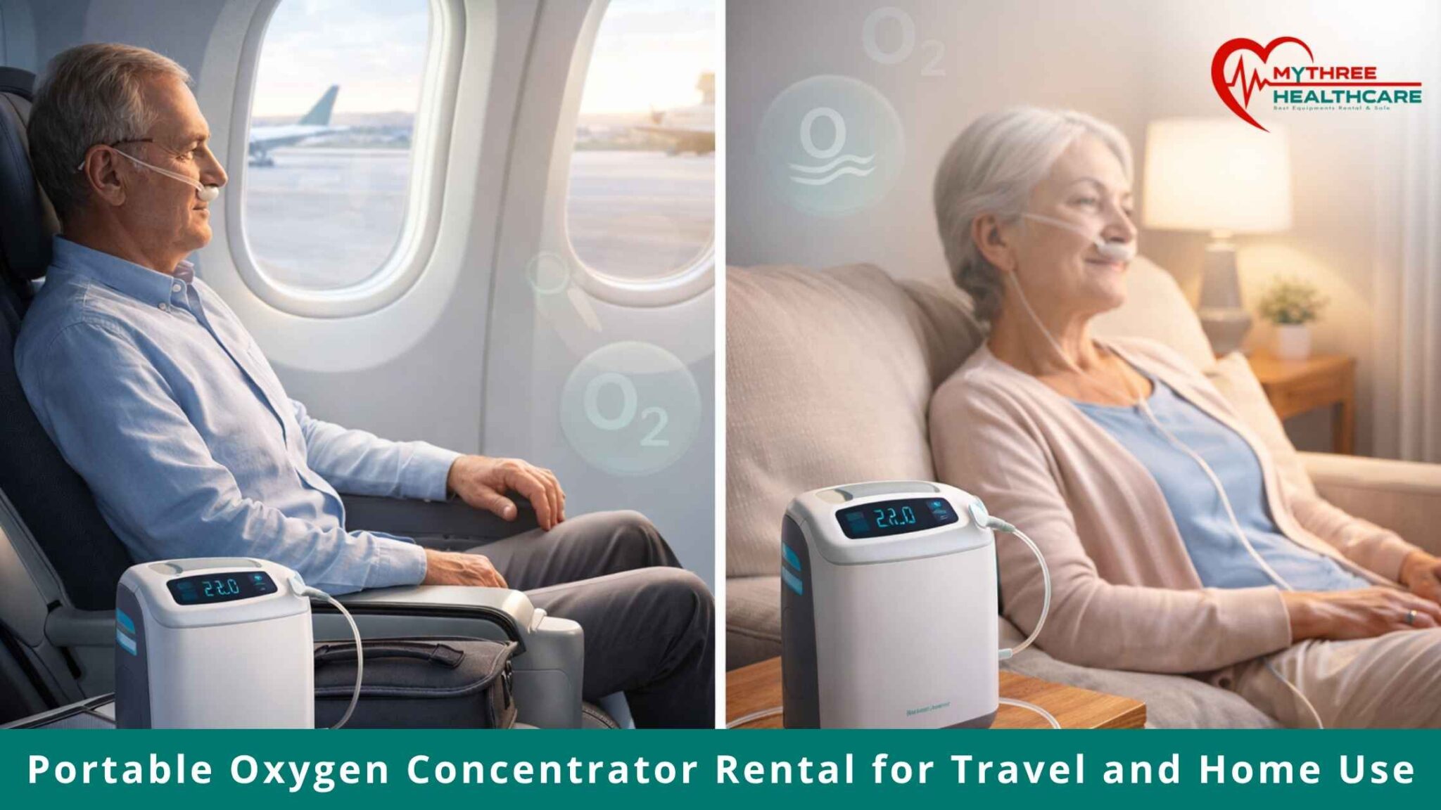 O2 Car Rental Portable Oxygen Concentrator Rental for Travel | Mythree Healthcare
